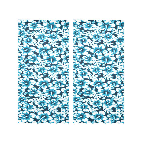 Hibiscus Pattern Print Design 04 Gauze Curtain