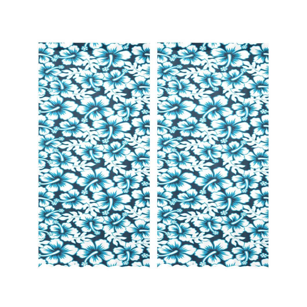 Hibiscus Pattern Print Design 04 Gauze Curtain