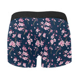 Pink sakura cherry blossom blue background Men's All Over Print Boxer Briefs Men's Underwear