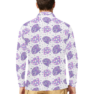 Hedgehog Pattern Print Design 05 Men's Long Sleeve Polo Shirt