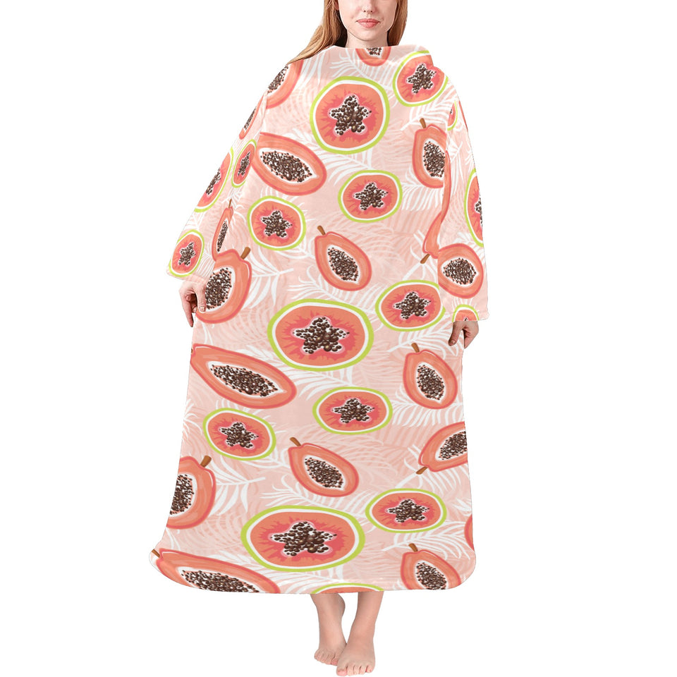 papaya leaves pattern Blanket Robe with Sleeves