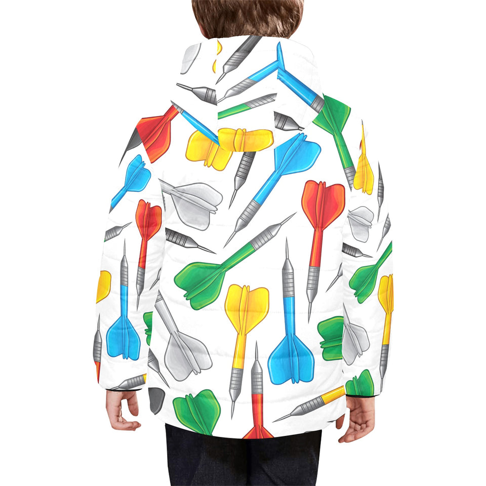 Darts Pattern Print Design 03 Kids' Boys' Girls' Padded Hooded Jacket