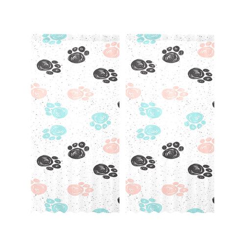 Dog Paws Pattern Print Design 04 Gauze Curtain