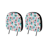 Toucan tropical flower leave pattern Car Headrest Cover