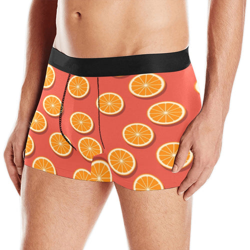 Oranges pattern red background Men's All Over Print Boxer Briefs Men's Underwear