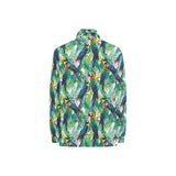 Colorful parrot exotic flower leaves Women's Long Sleeve Polo Shirt