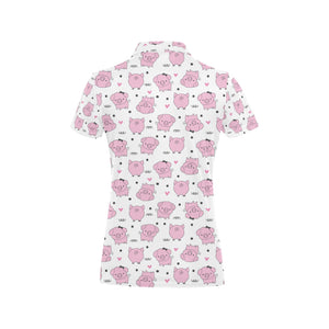 Pig Pattern Print Design 03 Women's All Over Print Polo Shirt