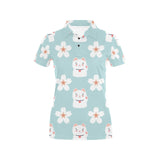 Maneki neko cat sakura Women's All Over Print Polo Shirt