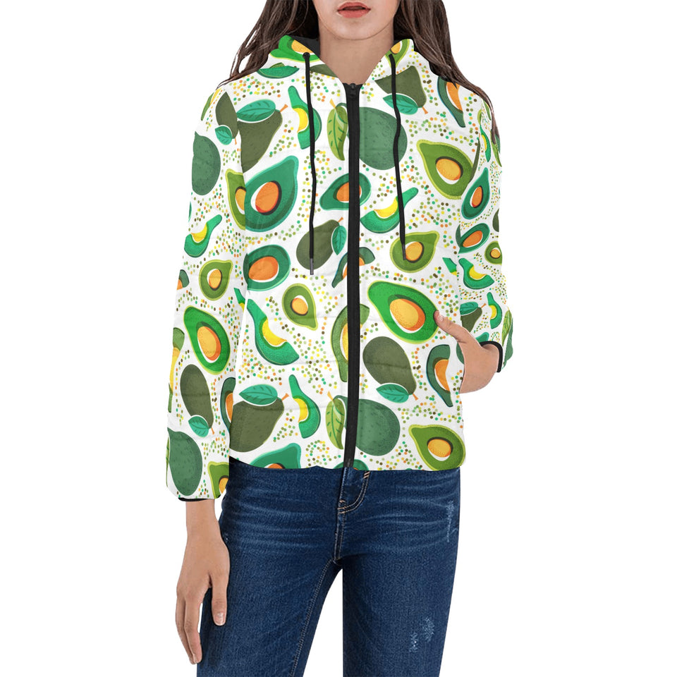 Avocado design pattern Women's Padded Hooded Jacket
