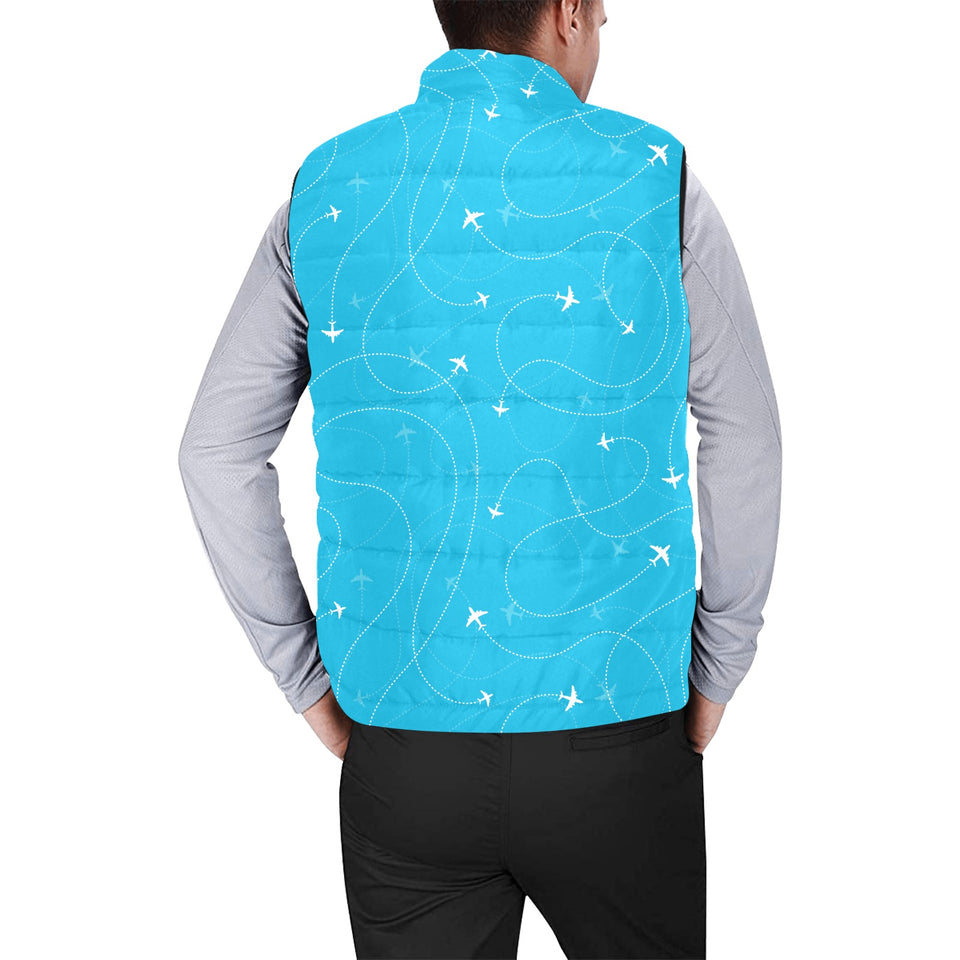Airplane destinations blue background Men's Padded Vest