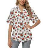 Ladybug Pattern Print Design 05 Women's All Over Print Hawaiian Shirt
