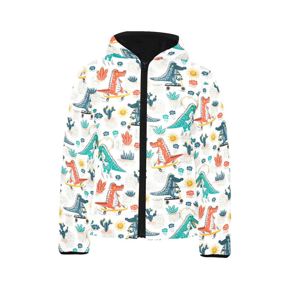 Cute Crocodile Pattern Kids' Boys' Girls' Padded Hooded Jacket