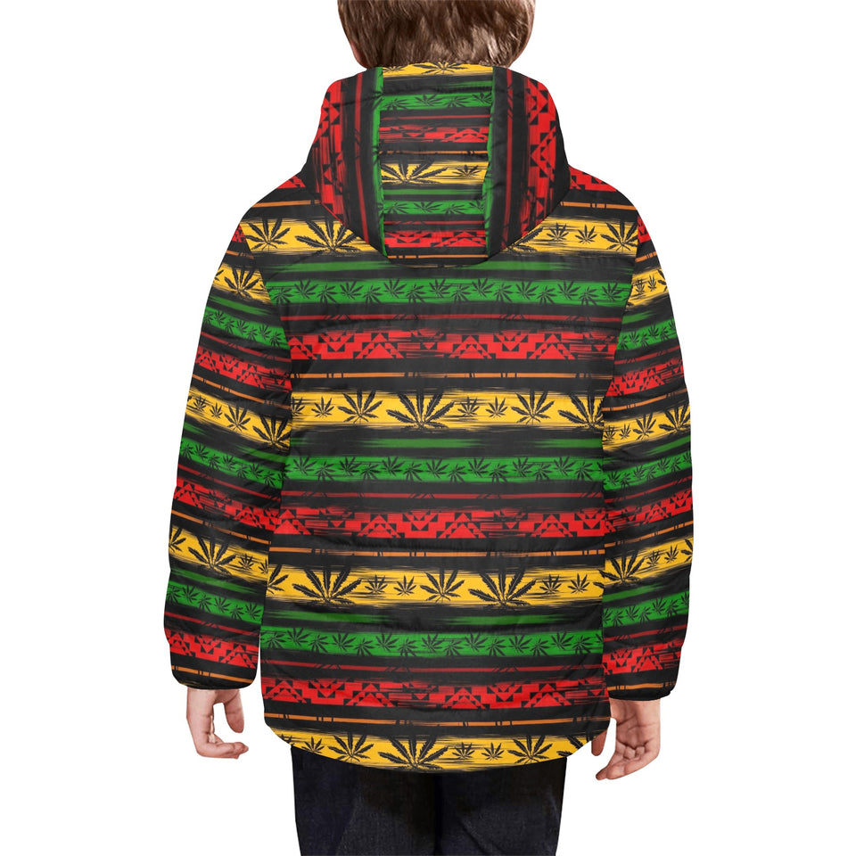 Canabis Marijuana Weed Pattern Print Design 04 Kids' Boys' Girls' Padded Hooded Jacket