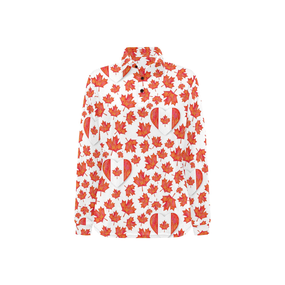 Canada Pattern Print Design 02 Women's Long Sleeve Polo Shirt