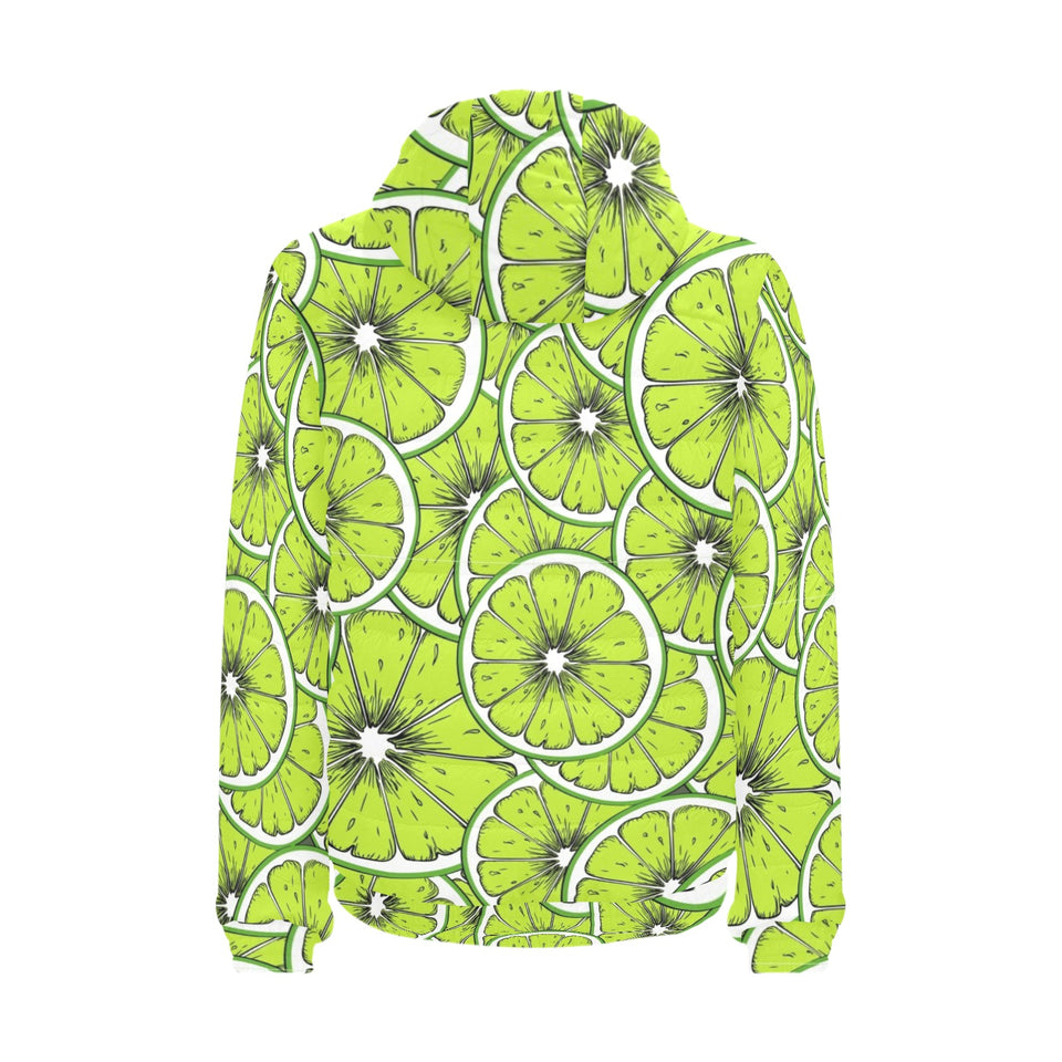Slices of Lime design pattern Men's Padded Hooded Jacket