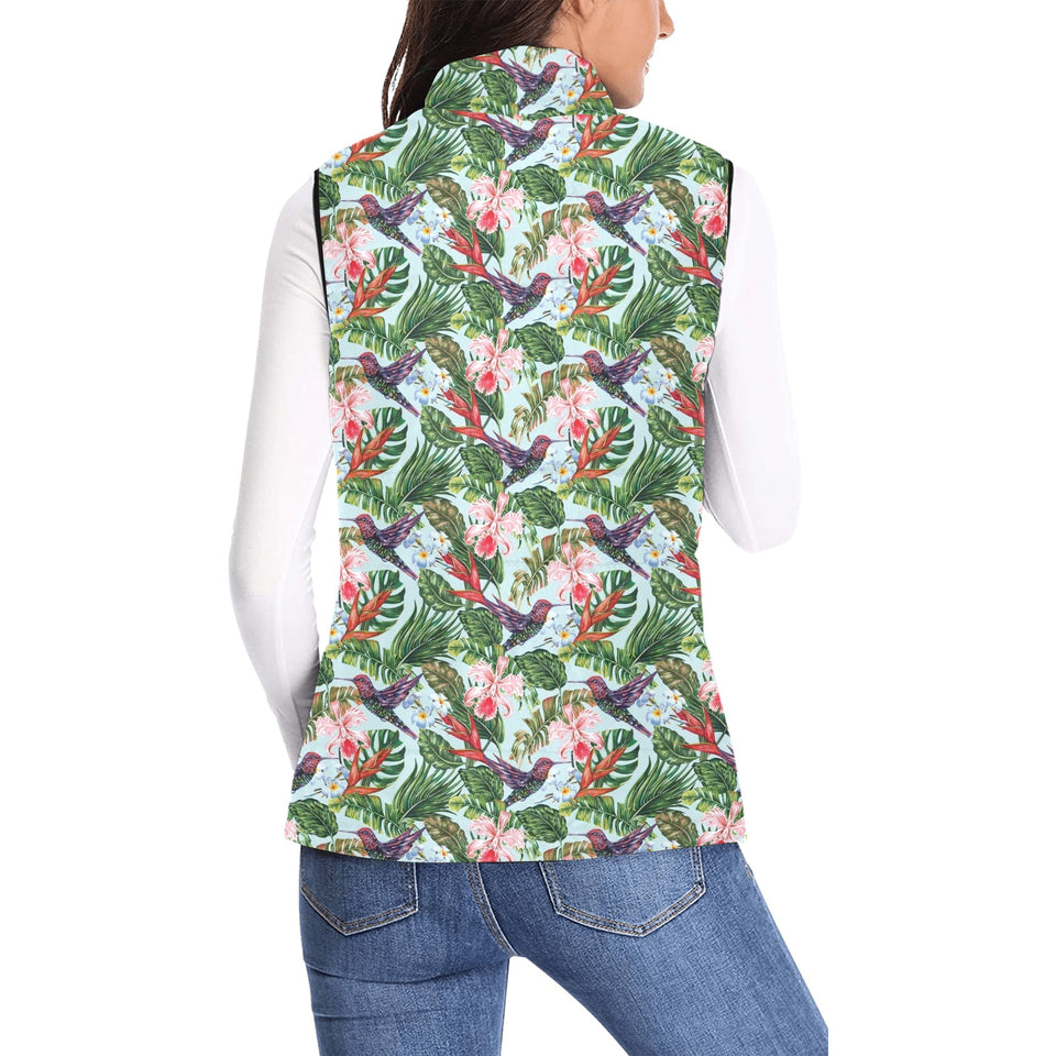 Hummingbird Pattern Print Design 05 Women's Padded Vest