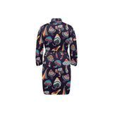 Colorful mushroom pattern Men's Long Sleeve Belted Night Robe