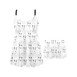 Bull Terrier Pattern Print Design 02 Chest Sexy Pleated Two Piece Swim Dress