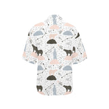 Polar bears star poka dot pattern Women's All Over Print Hawaiian Shirt