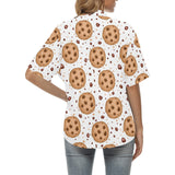 chocolate chip cookie pattern Women's All Over Print Hawaiian Shirt