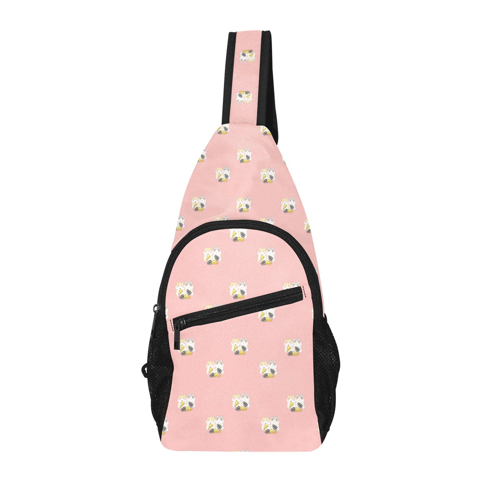 Cute hamster cheese pattern pink background All Over Print Chest Bag