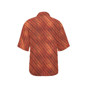 Wood Printed Pattern Print Design 03 Women's All Over Print Hawaiian Shirt