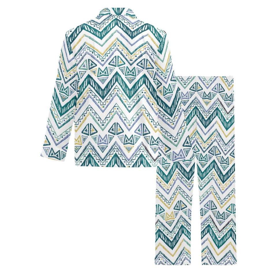zigzag chevron paint design pattern Men's Long Pajama Set