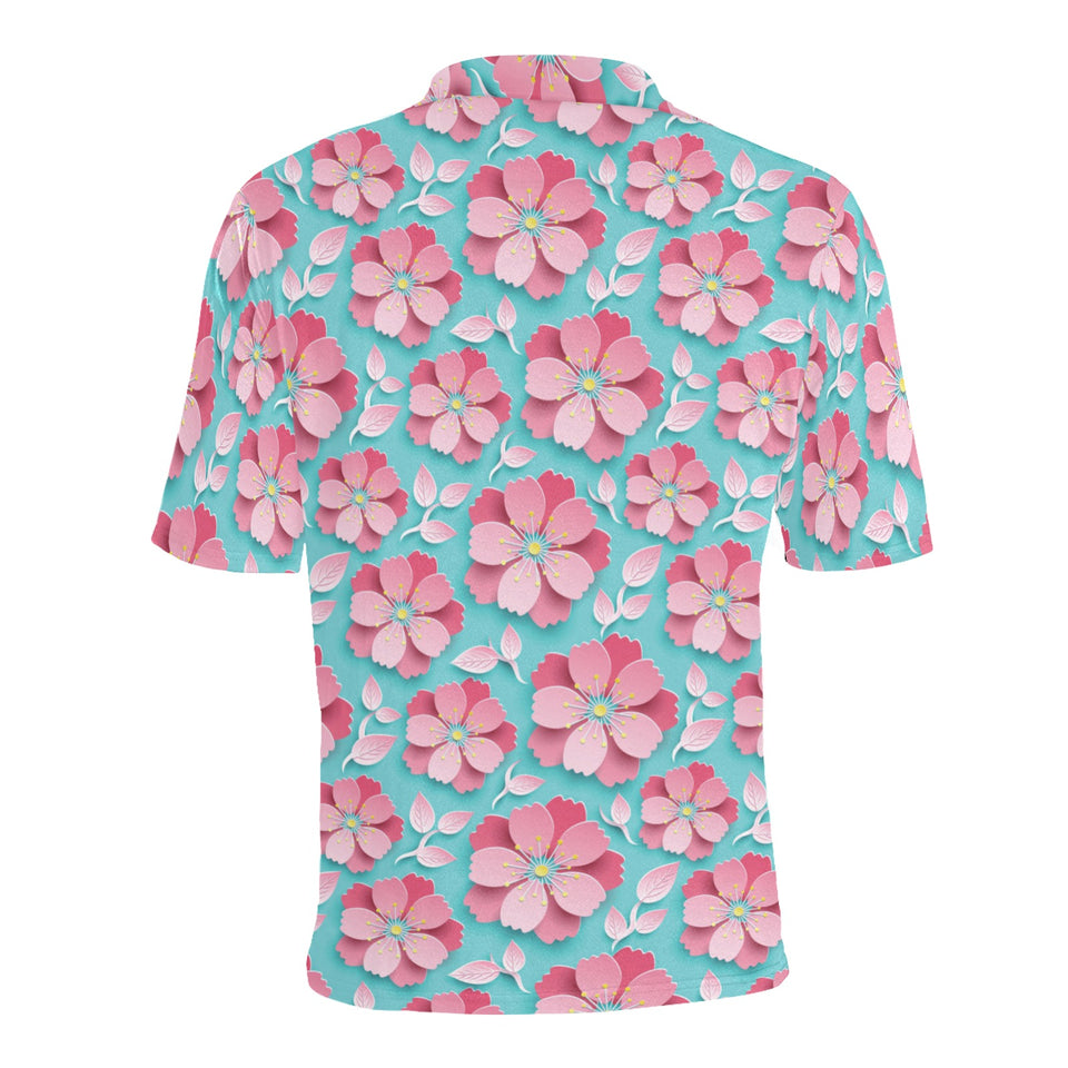 3D sakura cherry blossom pattern Men's All Over Print Polo Shirt