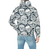 Sugar skull black white pattern Men's Padded Hooded Jacket
