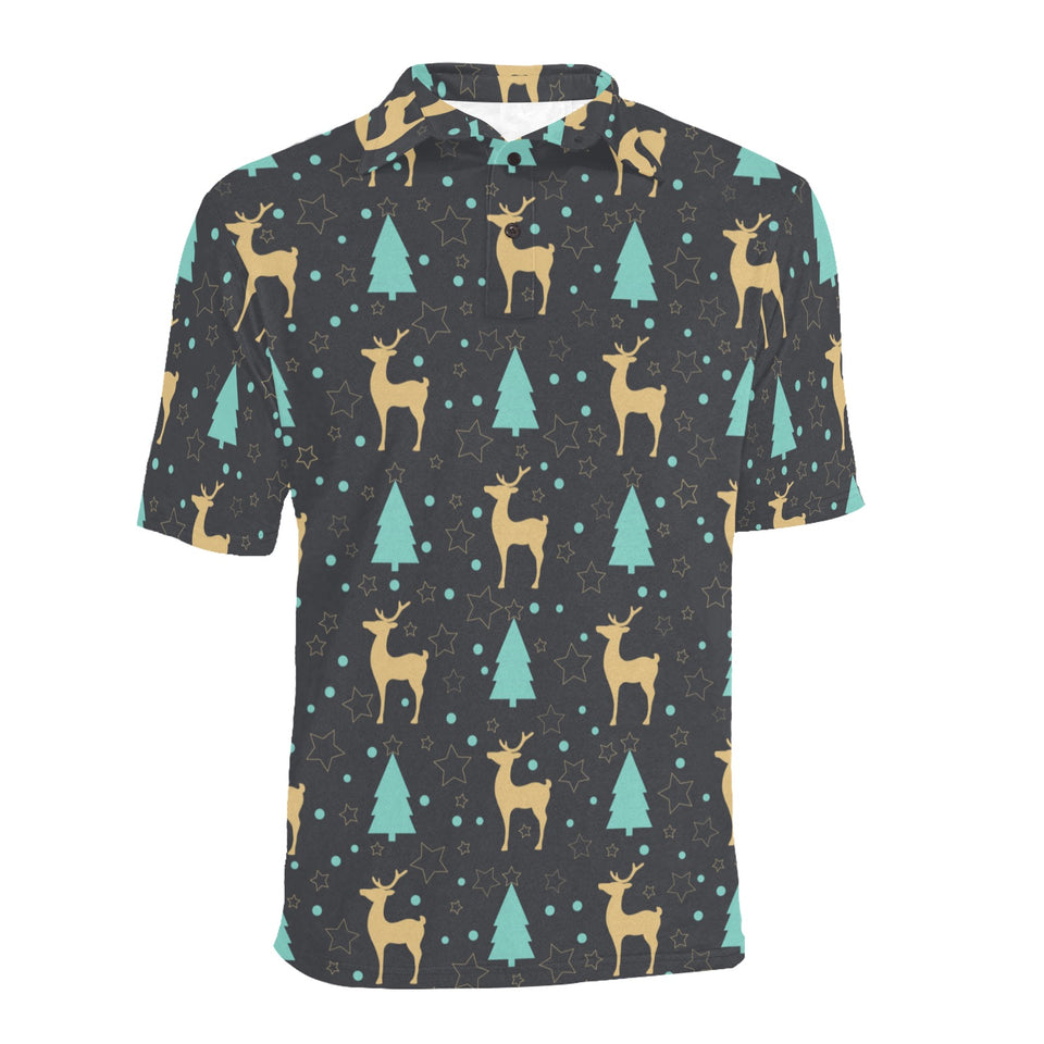 Deers star tree pattern Men's All Over Print Polo Shirt