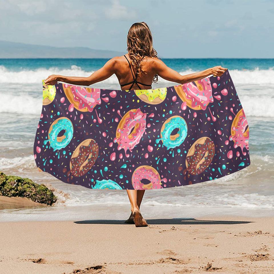 Colorful donut glaze pattern Beach Towel