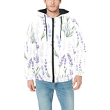 Hand painting Watercolor Lavender Men's Padded Hooded Jacket