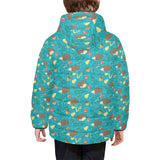 Hedgehog Pattern Print Design 01 Kids' Boys' Girls' Padded Hooded Jacket