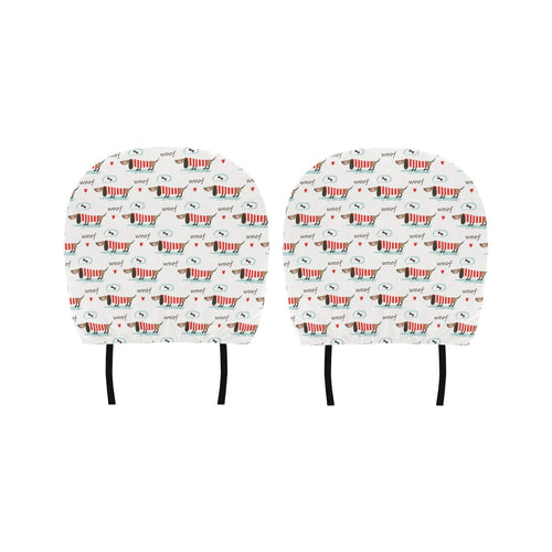 Cute dachshund bone pattern Car Headrest Cover
