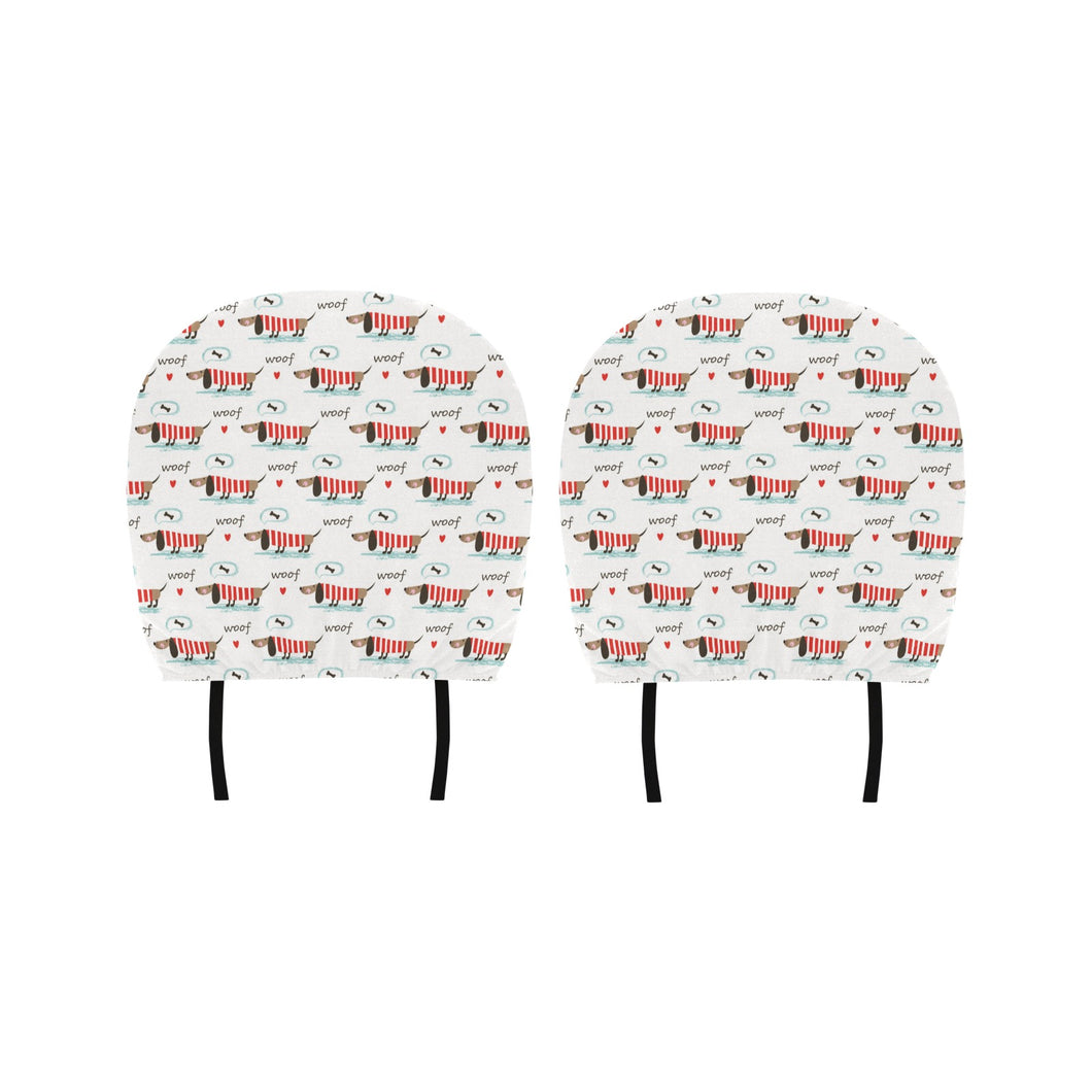 Cute dachshund bone pattern Car Headrest Cover