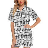 Piano Pattern Print Design 03 Women's V-Neck Short Pajama Set