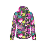 heart dot wave star creative design pattern Women's Padded Hooded Jacket