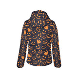 Halloween pattern Pumpkin background Women's Padded Hooded Jacket