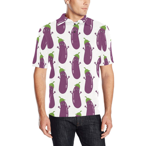 Eggplant Pattern Print Design 01 Men's All Over Print Polo Shirt