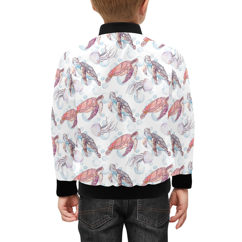 Watercolor sea turtle jellyfish pattern Kids' Boys' Girls' Bomber Jacket