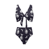 Chihuahua space helmet. astronaut pattern Chest Bowknot High Waisted Bikini Swimsuit