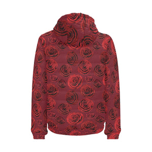 Rose Pattern Print Design 03 Men's Padded Hooded Jacket