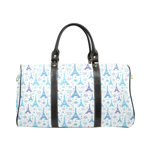 Blue Eiffel Tower Theme Pattern Print Design 01 Travel Bag