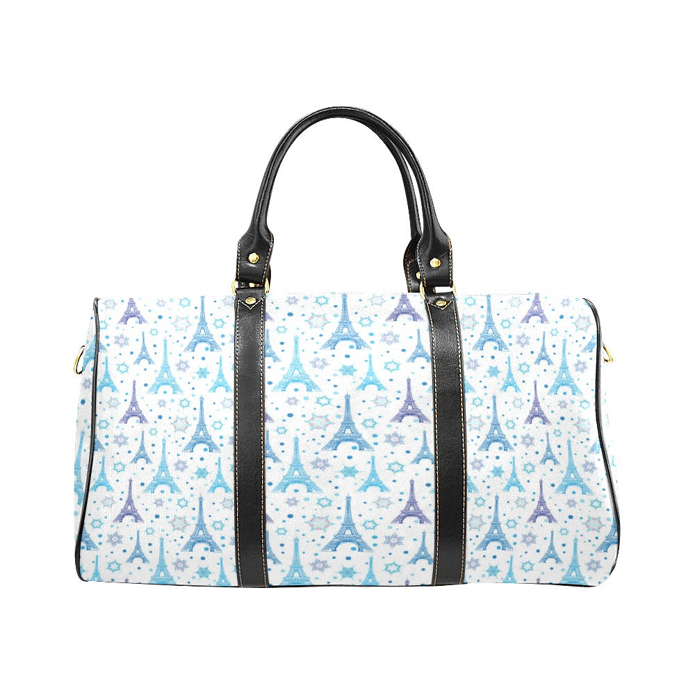 Blue Eiffel Tower Theme Pattern Print Design 01 Travel Bag