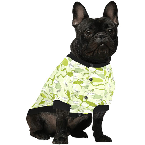 Cute frog dragonfly pattern All Over Print Pet Dog Round Neck Fuzzy Shirt