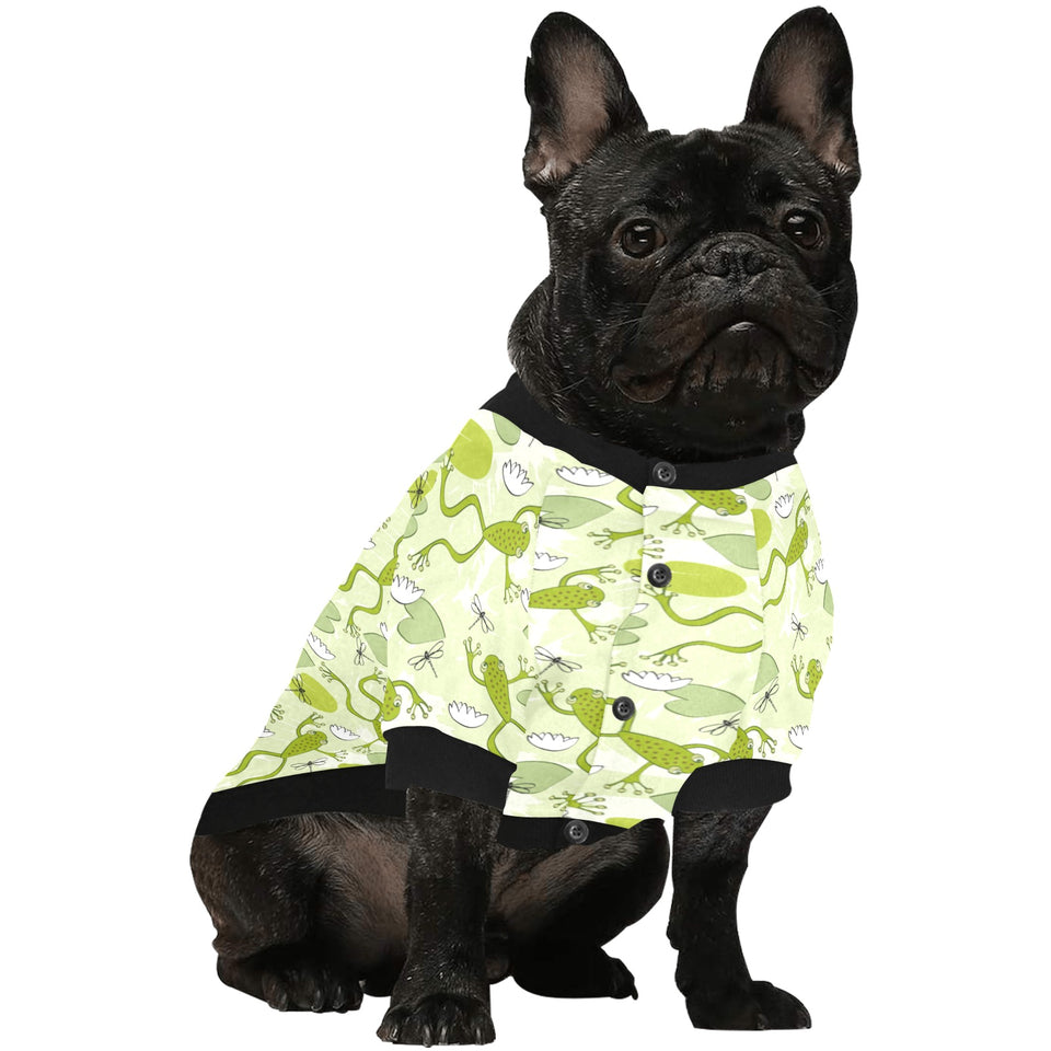 Cute frog dragonfly pattern All Over Print Pet Dog Round Neck Fuzzy Shirt