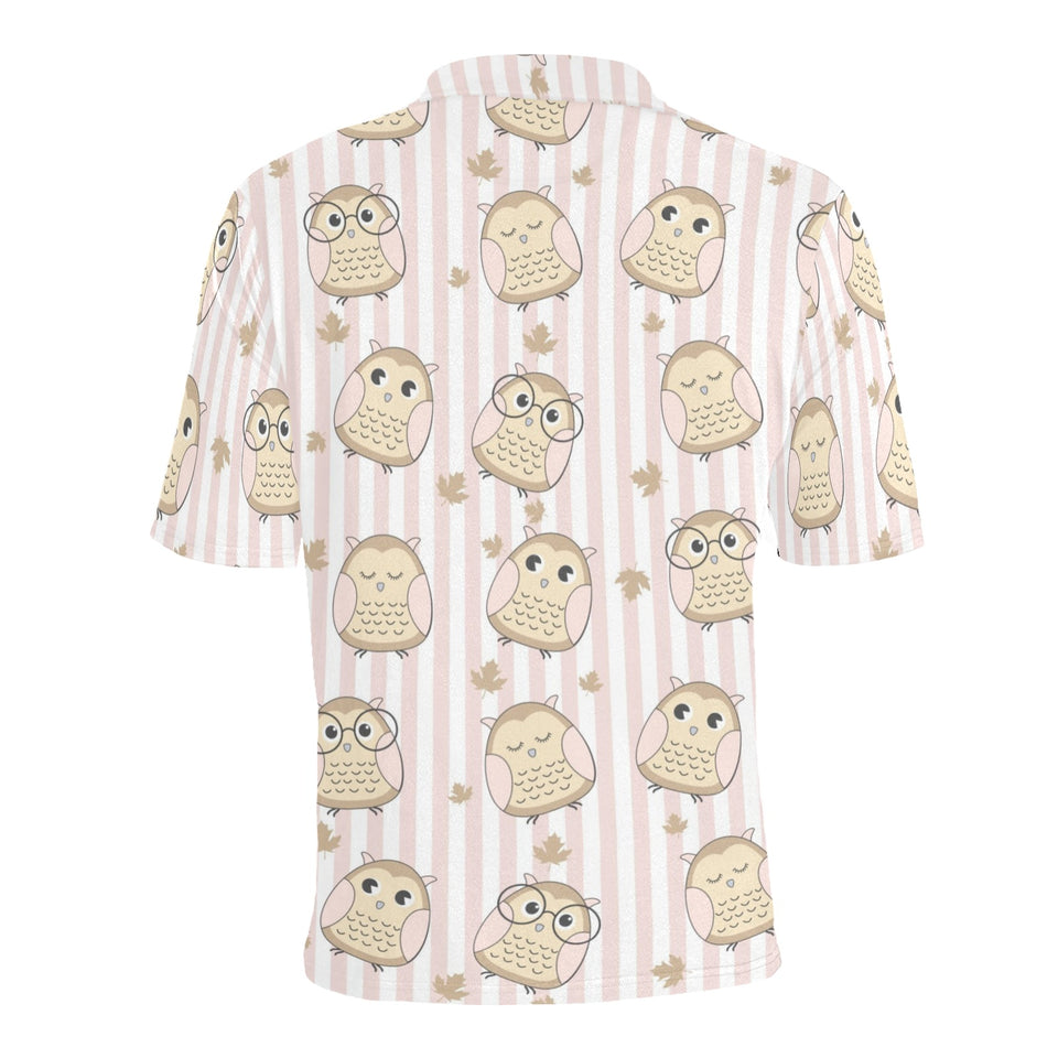 cute owl leaf Men's All Over Print Polo Shirt