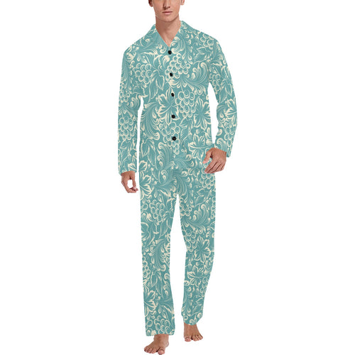 Classic Hand drawn Grape pattern Men's Long Pajama Set