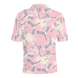 Japanese crane rose pattern Men's All Over Print Polo Shirt