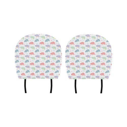 Hippopotamus Pattern Print Design 03 Car Headrest Cover